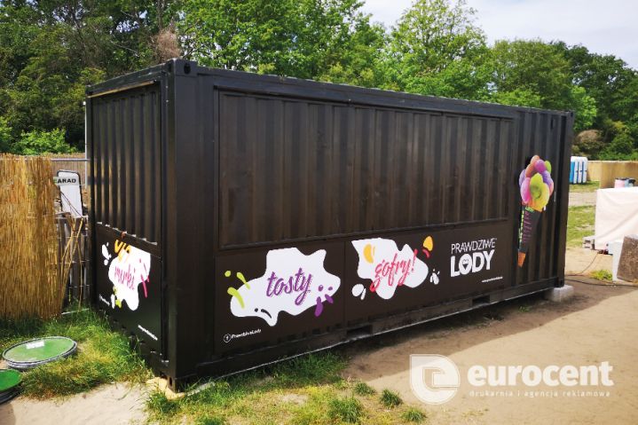 Prawdziwe Lody Sopelek - kontener wyklejony folią przez Eurocent we Wrocławiu